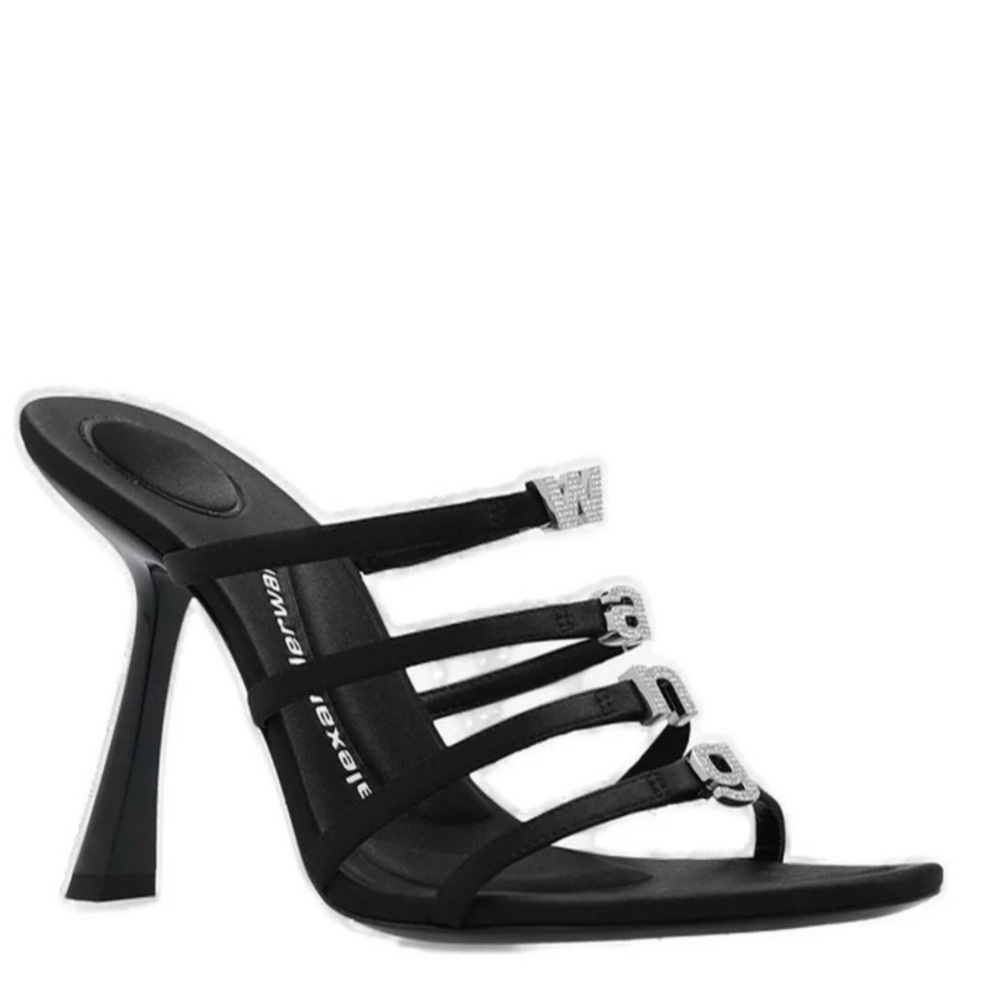 Alexander Wang embellished logo satin mules. Size 7.5